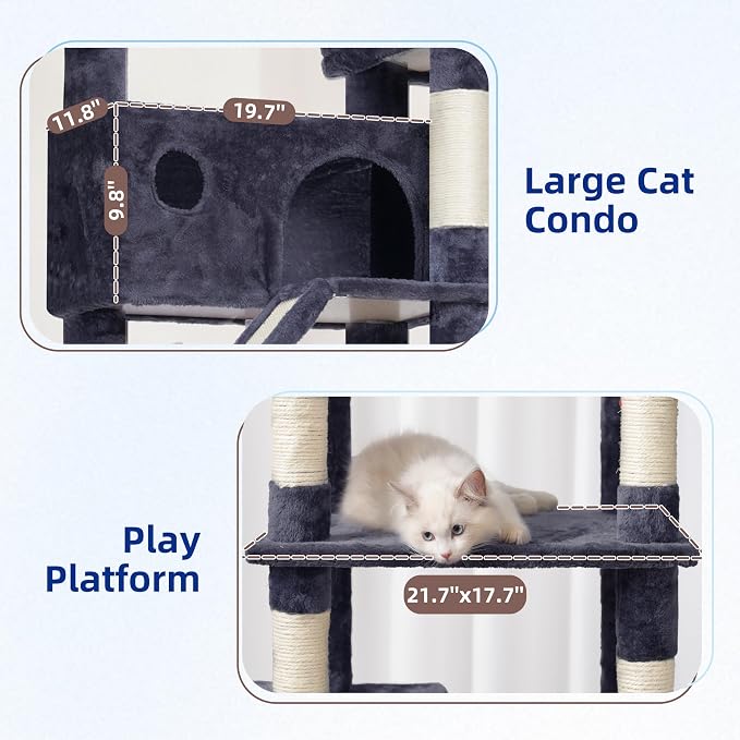 Cat Tree for Large Cats, 78.7" Tall Cat Tower for Indoor Cats Multiple Cats - Image 4
