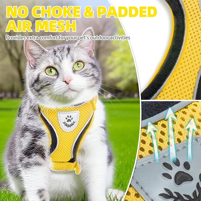 PUPTECK Cat Harness and Leash Set Escape Proof Reflective Cat Walking Harness - Image 2