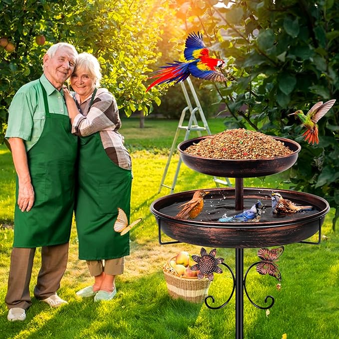 Daoeny Bird Bath for Outside, 42In Vintage Freestanding Birdbaths for Outdoors - Image 5