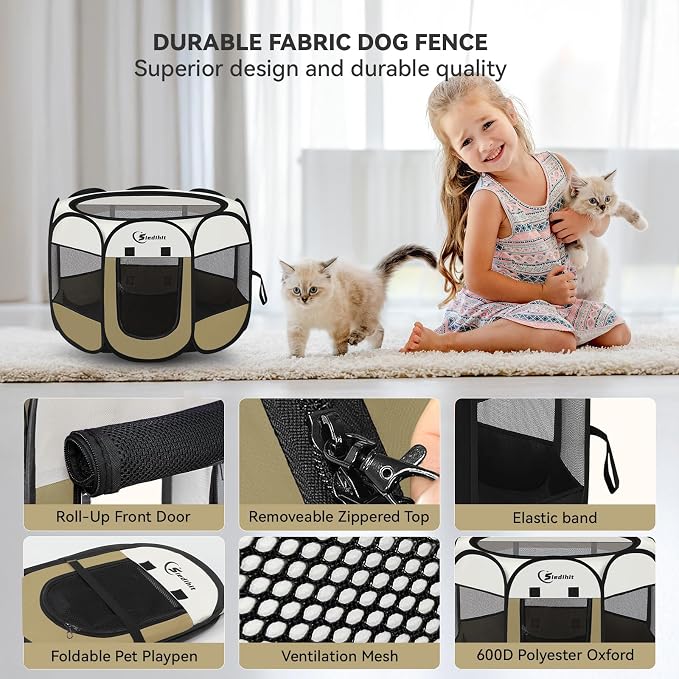 Dog Cat Playpen, Small Puppy Pet Playpen, Dog Crate Tent Cage Indoor/Outdoor - Image 6