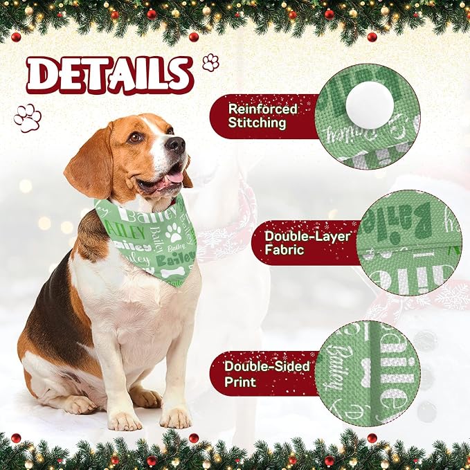 Personalized Dog Bandanas Custom Neckwear Name Button Anti-loosening Dog Scarf - Image 3