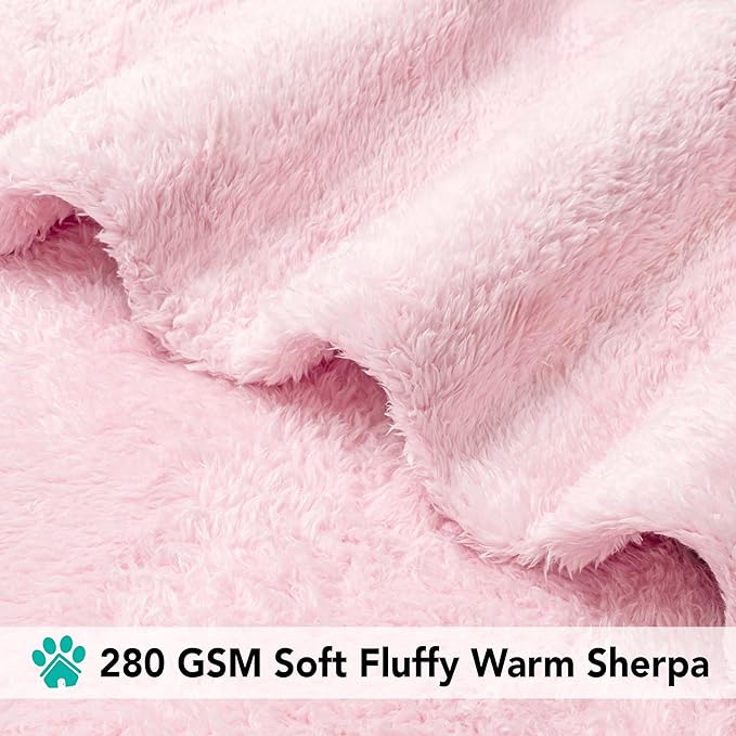 PetAmi Pink Fluffy Soft Dog & Cat Blanket, Sherpa Fleece, Calming Pet Blanket - Image 4
