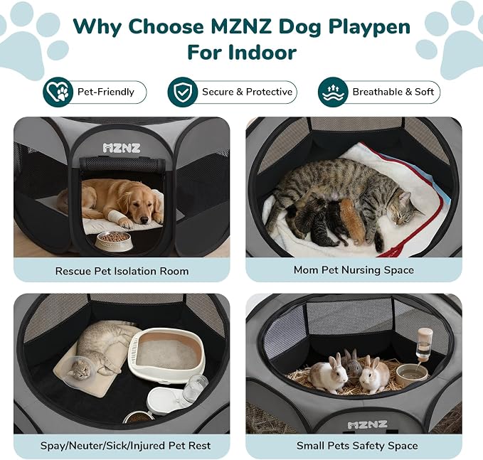 Dog Playpen, Portable Puppy Pet Crate Indoors - Image 3