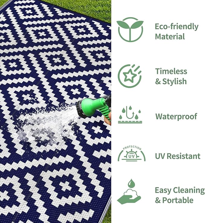 GENIMO Outdoor Rug for Patio Clearance, Reversible Plastic Straw Rugs for RV - Image 5