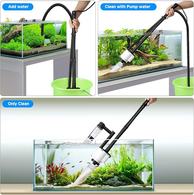 AQQA Fish Tank Cleaner, 8-in-1 Electric Aquarium Gravel Vacuum, Clean - Image 7