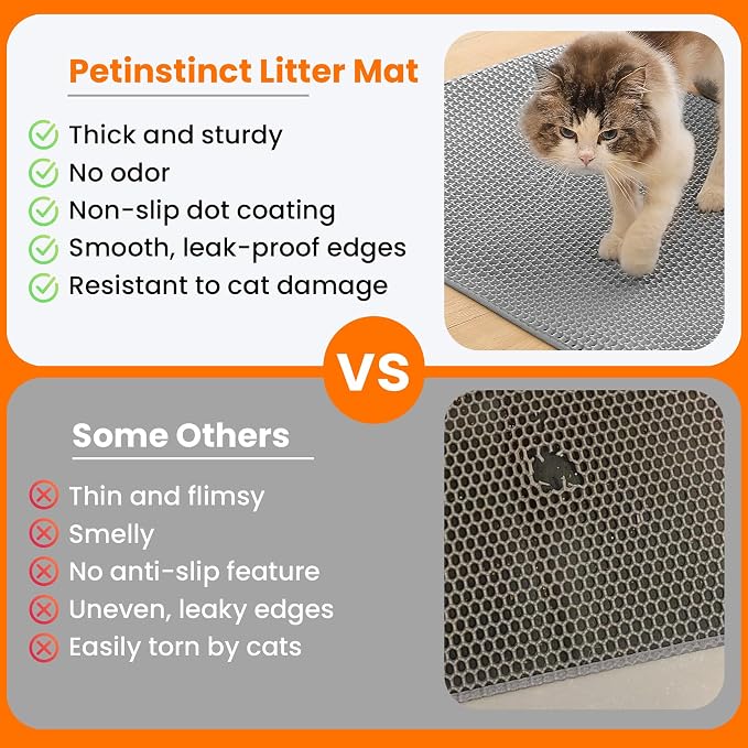 Cat Litter Mat, 24x18 Inches Large Double Layer Honeycomb Cat Litter Trapping - Image 3
