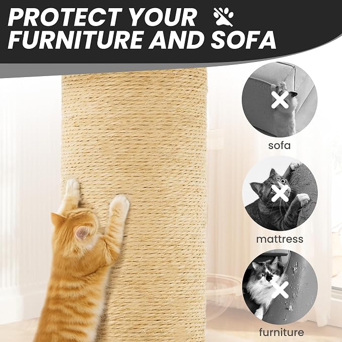 56-Inch Cat Tree for Large Cats, Sisal Scratching Posts & Hanging Toys – Sturdy - Image 6