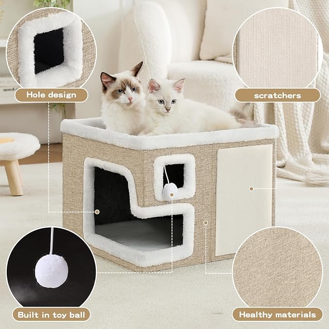 Cat Houses for Indoor Cats, Covered Cat Cave Bed - Image 2