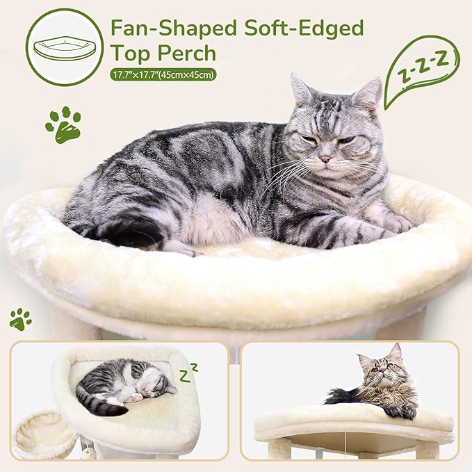 Globlazer Corner Cat Tree, 51in Curved Series Modern Cat Tower - Image 4