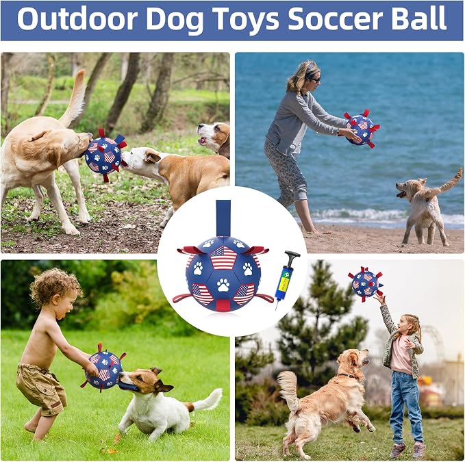 QDAN Dog Toys Soccer Ball with Straps, Durable Balls - Image 4