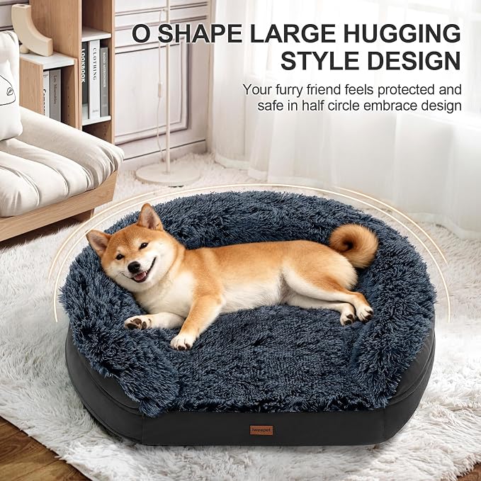 Black Orthopedic Dog Beds for Extra Large Dogs, Removable Washable Cover - Image 2