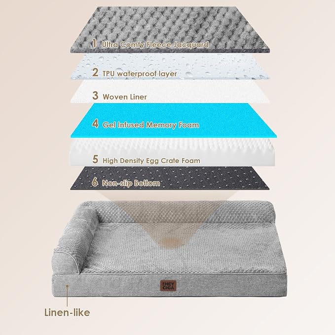 EHEYCIGA Extra Large Dog Bed Othorpedic 44x32x6.5, Memory Foam XL Dog Bed - Image 5