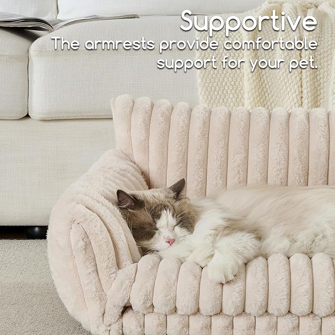 Hollypet Cat Bed Fluffy Plush Mutifuctional Double-Layer Soft Pet Couch - Image 4