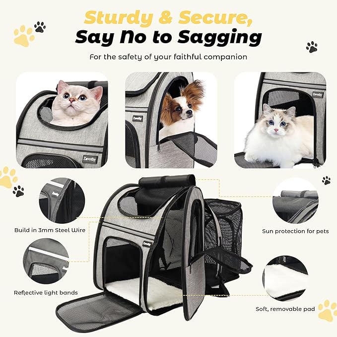 Zavothy Cat Backpack Carrier, Expandable Airline Approved Pet Backpack - Image 3