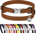 Leather Cat Collar with Buckle and Removable Bell by BUDKAS