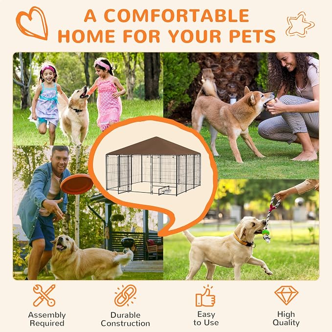 PawHut Outside Dog Kennel, Garden Playpen Fence Crate Enclosure Cage Rotating - Image 3