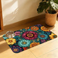 Vintage Floral Pet Feeding Mat, Fast-Dry Absorbent Dog and Cat Bowl Mat by QSOQSO