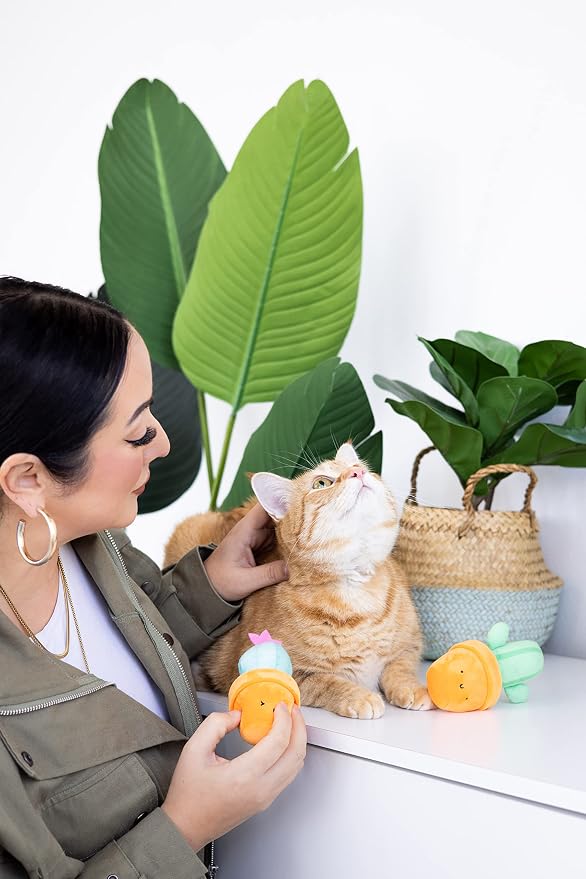 Pearhead Prickly Plants Cat Toy Set, Cute Catnip Toys, Plush Cactus Interactive - Image 10
