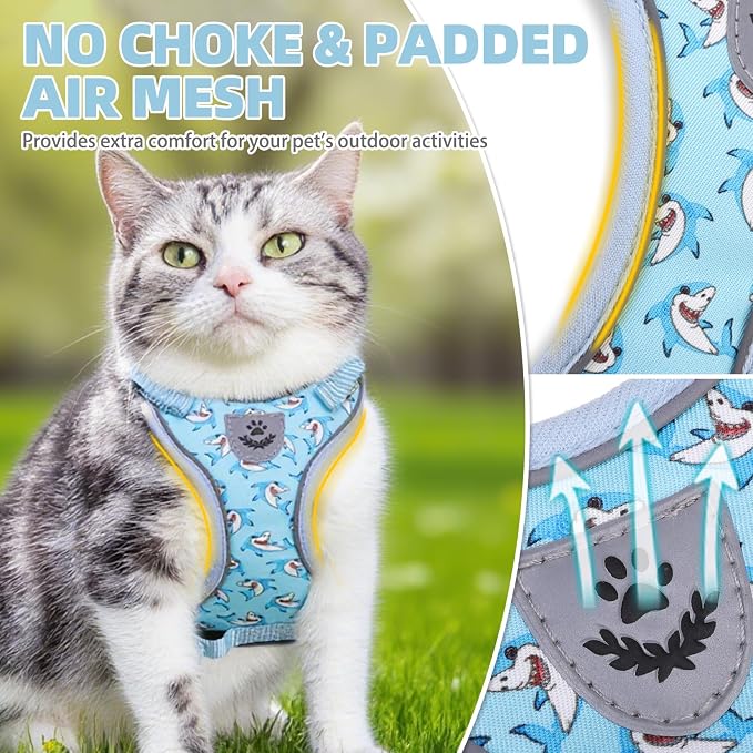 PUPTECK Cat Harness and Leash Set Escape Proof Reflective Cat Walking Harness - Image 2