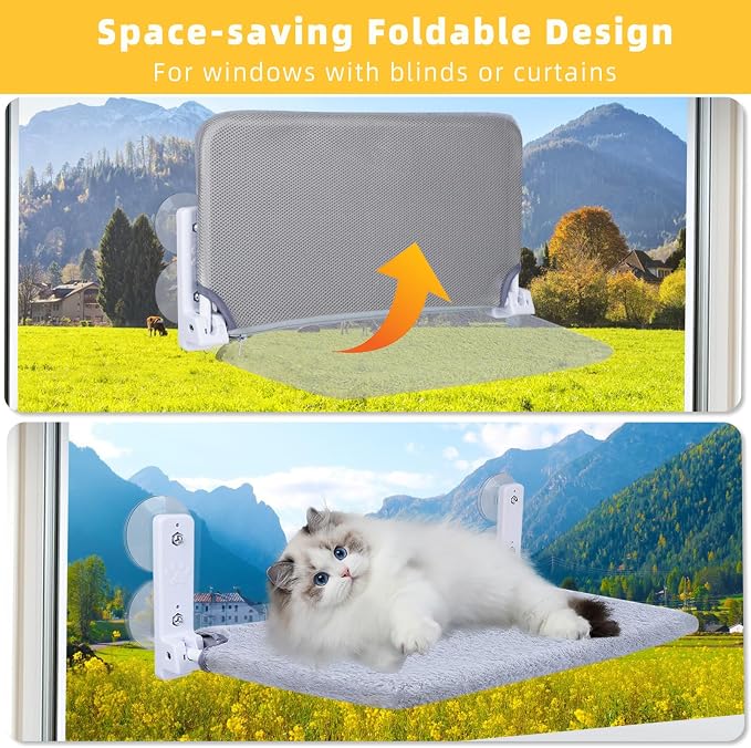 2PC Cat Window Perch, Foldable Cat Window Hammock Sunbathing and Climbing Cats - Image 5