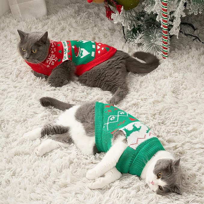 Stretchy Cat Christmas Sweater - Image 3
