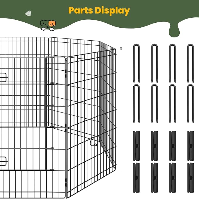 Yaheetech 34" High 8 Panel Foldable Metal Dog Exercise Pen Pet Playpen Dog - Image 8