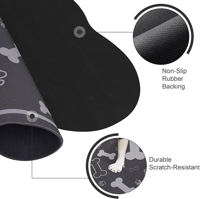 Dog Cat Food Mat, Rapid AbsorbentPet Feeding Mat, Bone Shaped Dog Placemat - Image 3