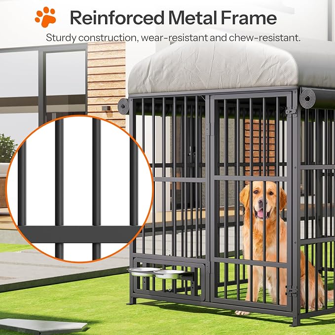HOOBRO Outdoor Dog Kennel with Cover, 6.6 x 3.9 x 5.9 ft Dog Kennel Outside - Image 7