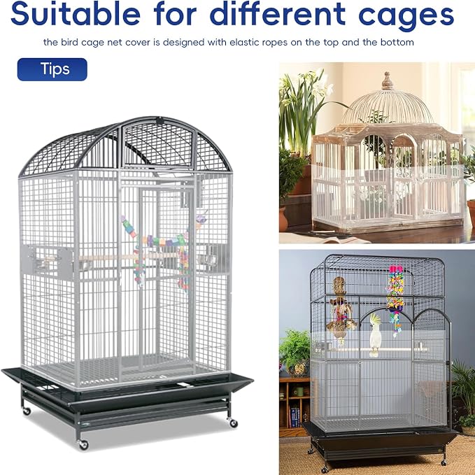 Adjustable Birdcage Seed Feather Catcher Bird Cage Net Cover Soft Skirt Guard - Image 4