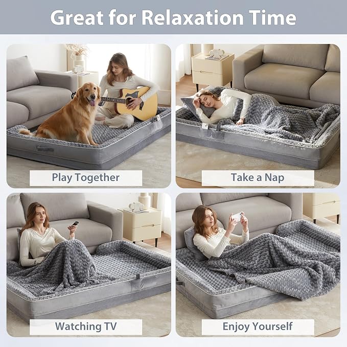 WNPETHOME Human Dog Beds for People Adults, Washable Faux Fur Nap Bed Adult - Image 6
