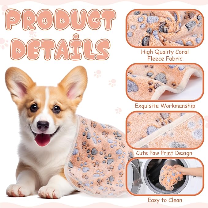 Chumia 40 Pcs Blankets Soft Fluffy Fleece Washable Pet Dog Sleep mat Paw Print - Image 3