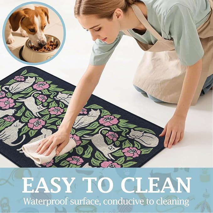SHIYUE Dog Food Mats for Floors, Absorbent Cat Bowl for Food and Water - Image 3
