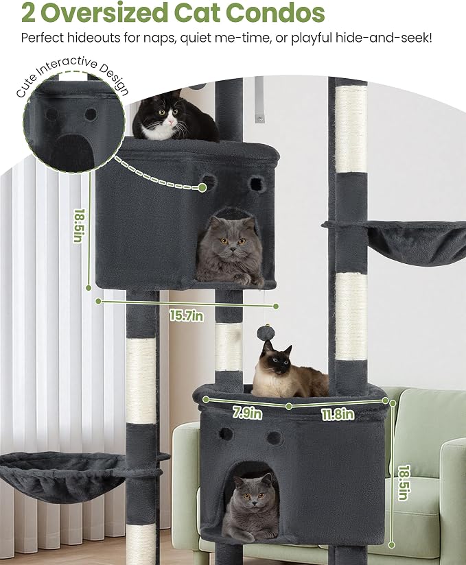 Extra Large Cat Tree, 84 Inch XXL Giant Cat Tower - Image 3