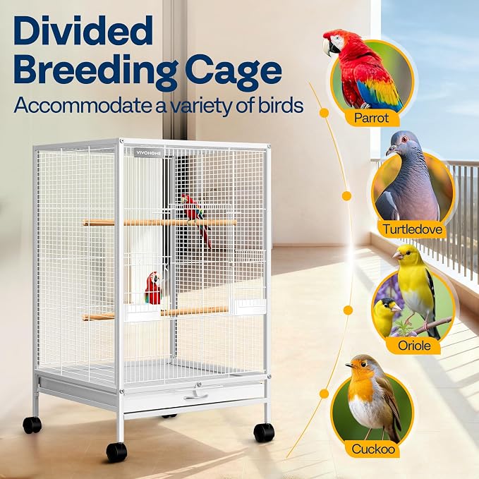 VIVOHOME 30 Inch Height Wrought Iron Bird Cage - Image 6