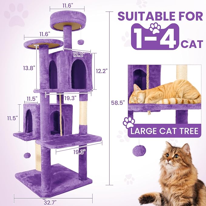 58.5inch Large Cat Tree Tower Condo - Image 2