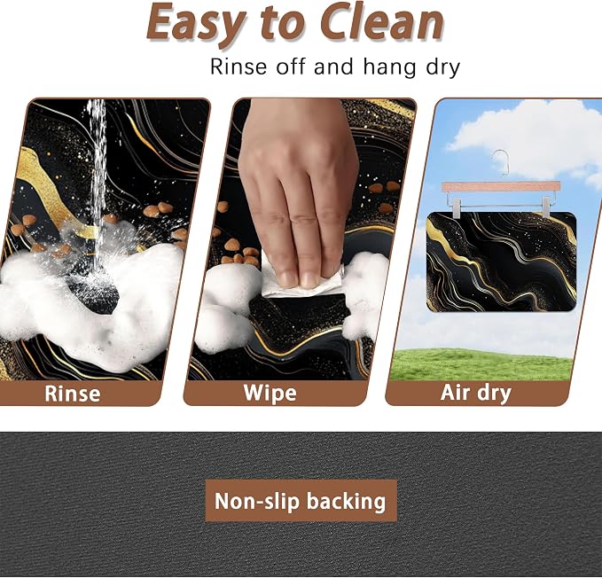 Marble Pet Feeding Mat, Non-Slip Rubber Backing Mat, Cat Dog Accessories - Image 4