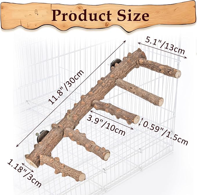 Mogoko Bird Ladder Perch for Cage, Natural Wood Bird Parrot Perch Stand Parrot - Image 4