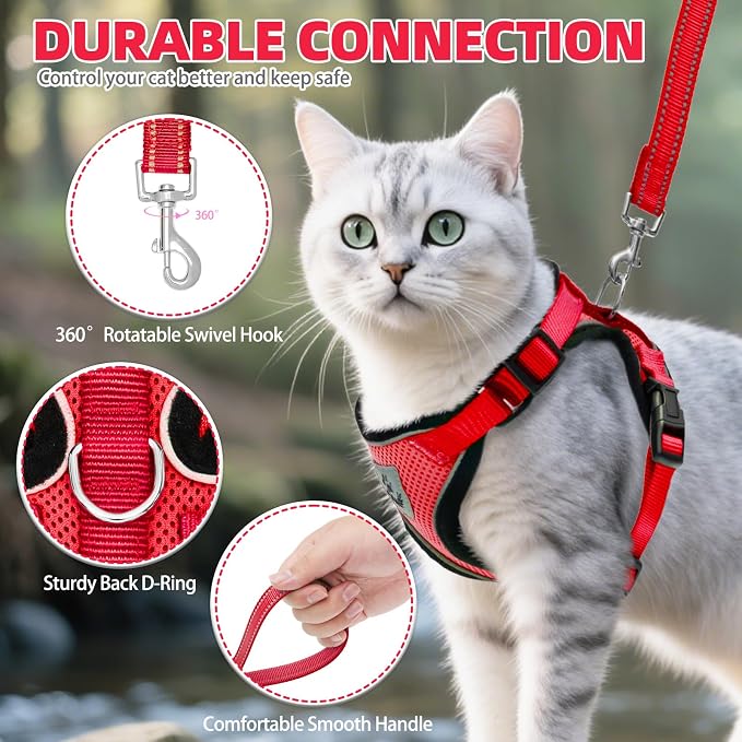 PUPTECK Cat Harness and Leash Set Escape Proof Reflective Cat Walking Harness - Image 5
