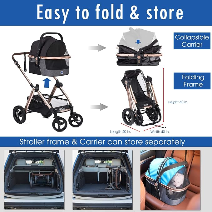 HPZ Pet Rover Prime 3-in-1 Luxury Dog/Cat Stroller - Image 6