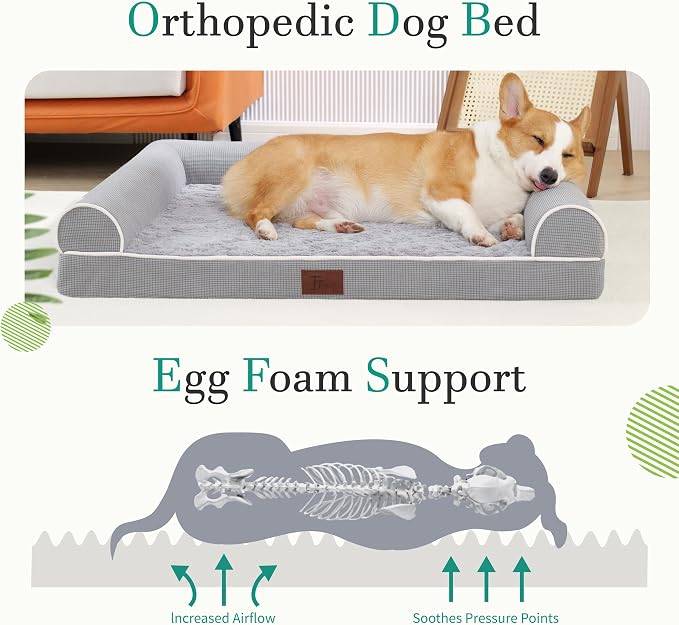 Orthopedic Dog Beds for Small Medium Dogs, Waterproof Lined Egg Crate Foam Pet - Image 2
