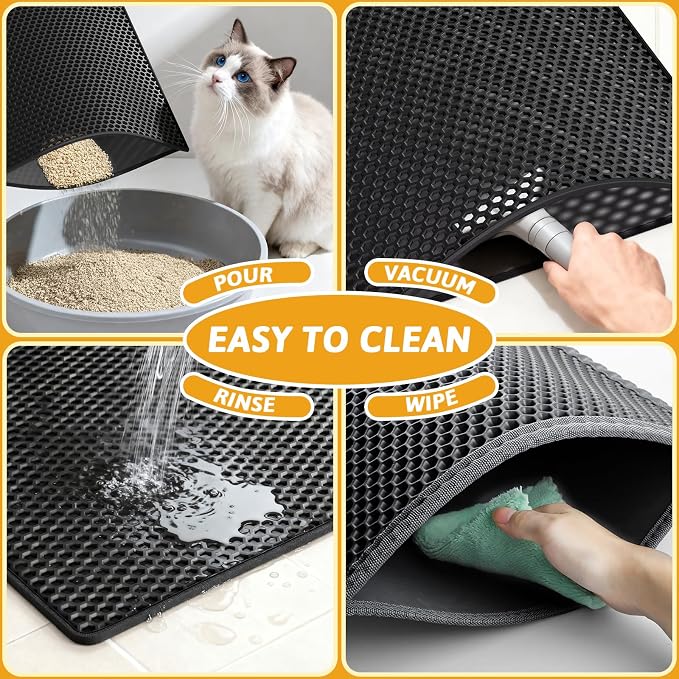 Pieviev 2 Packs Cat Litter Mat Double Layer Waterproof Urine Proof Trapping Mat - Image 4