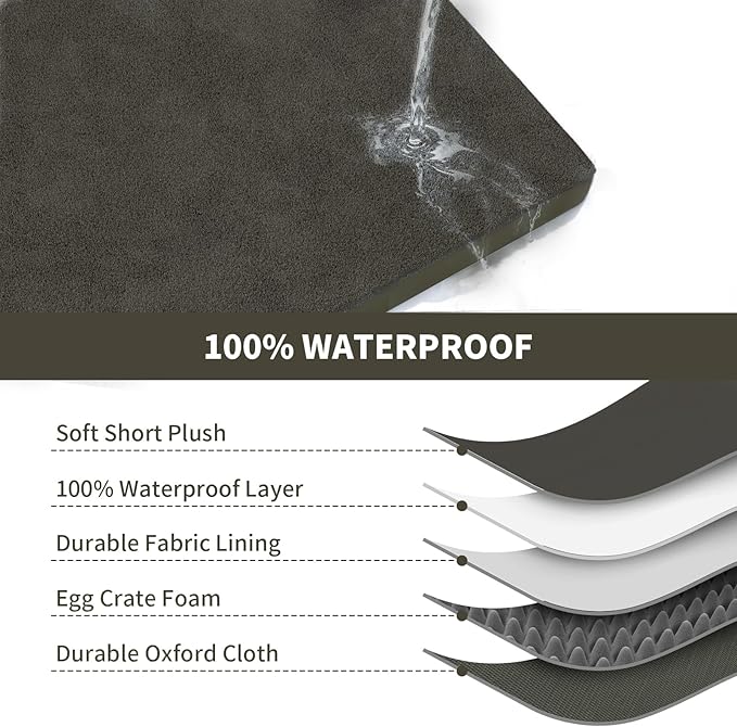 Large Comfy Washable Dog Bed, Orthopedic Egg Crate Foam Dog Crate Mat - Image 6