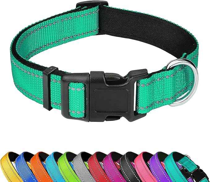 Reflective Dog Collar, Adjustable Soft Neoprene Padded Nylon Pet Collars
