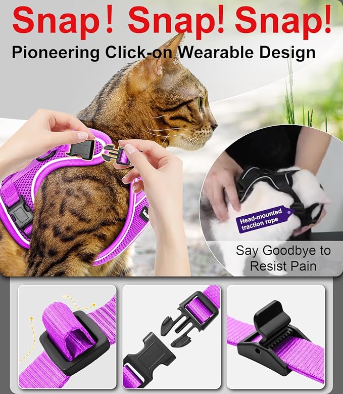 Cat Harness and Leash for Walking Escape Proof Soft Adjustable Cat Leash - Image 2