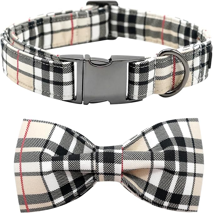 Dog Collar, Bow Dog Collar Plaid Pet Collar Dog Cute Pet Bow Soft Girl or Boy by BoboRainbow