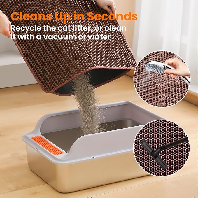 Small Cat Litter Mat, 20x14’’ Double Layer Honeycomb Cat Litter Box Mat - Image 5