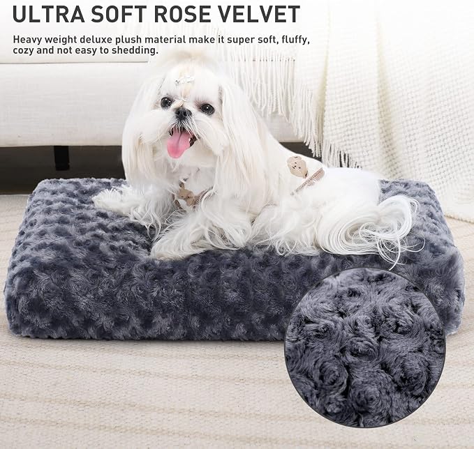 KSIIA Washable Dog Bed Deluxe Plush Dog Crate Beds Comfy Kennel Pad Anti-Slip - Image 3