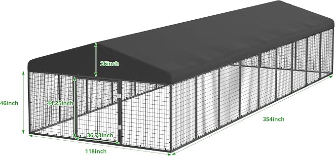 354" x 118" Large Outdoor Dog Enclosure, Heavy Duty Dog Cage - Image 2