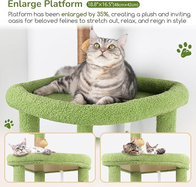 Globlazer Extra Large Platform Cactus Cat Tree, 65in Sturdy Cat Tree - Image 2