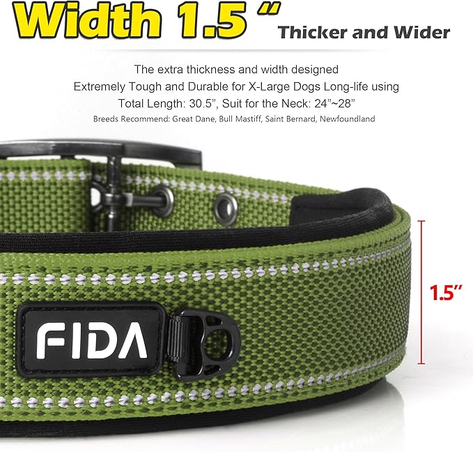 Fida Heavy DutyDog Collar for Large Dogs, Ultra Comfortable Soft Neoprene Padded - Image 2